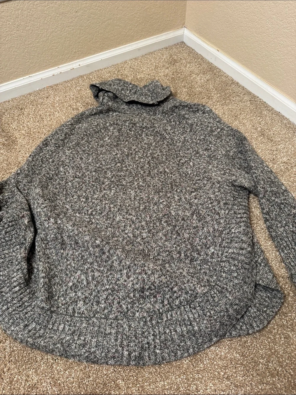 Leo & Nicole Cozy Gray Marled Turtleneck Sweater chunky knit SZ LG slouchy fit